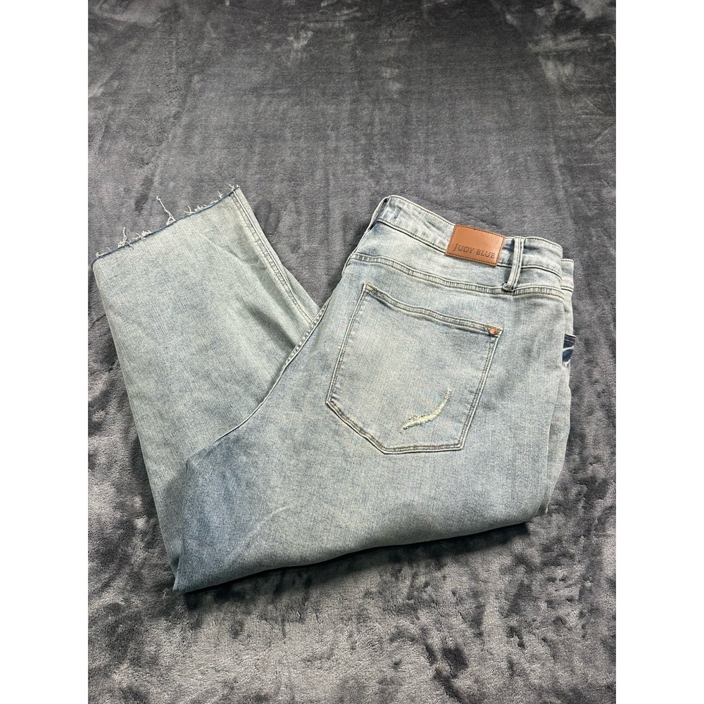 Judy Blue Jeans Womens 29 Wide Leg Crop High Rise Stretch Light Wash Denim 28x23